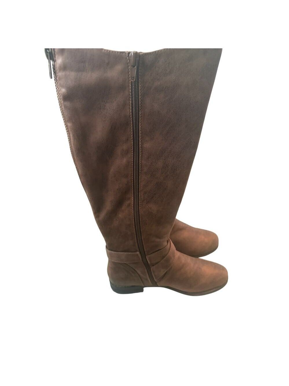 NWOT B-5 “Kayla” Knee High Boots Bulldog Zips Side Buckle Brown. 7.5 - Picture 6 of 8
